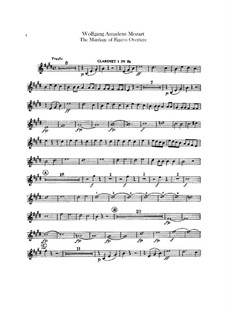 Overture: Clarinets parts by Wolfgang Amadeus Mozart