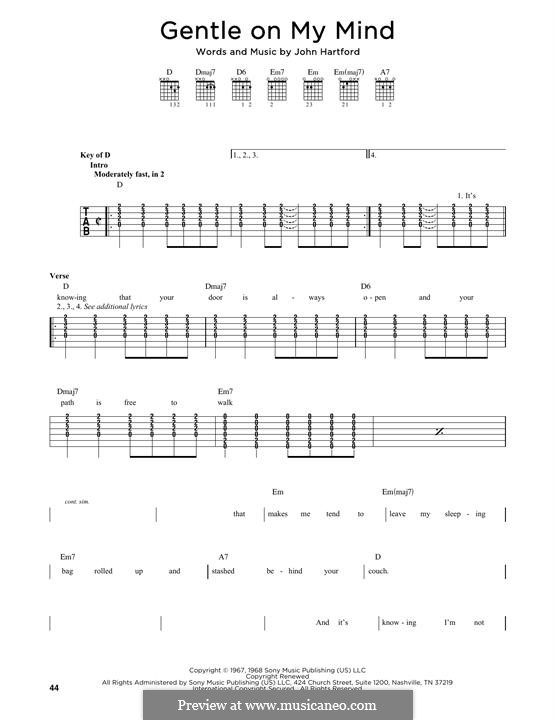 Gentle On My Mind: For guitar by John Hartford