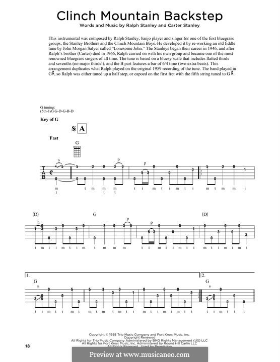 Clinch Mountain Backstep: For banjo by Carter Stanley, Ralph Stanley