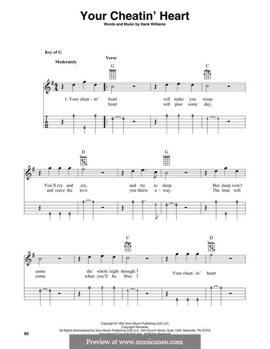 Your Cheatin' Heart: For banjo by Hank Williams