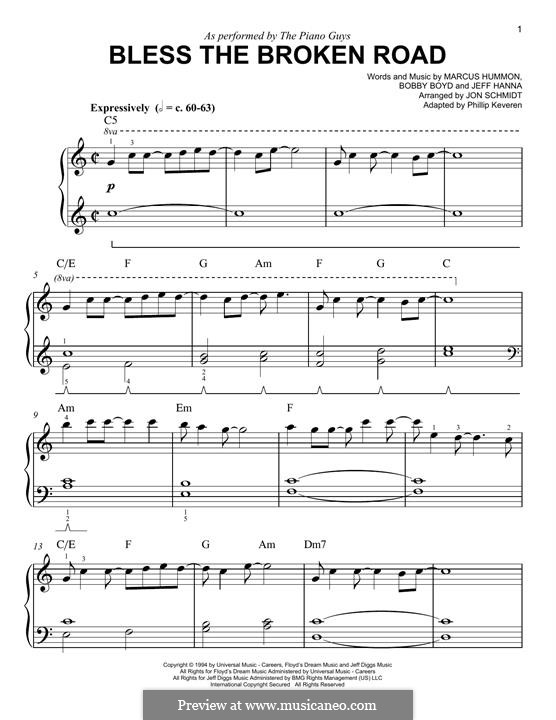 Bless the Broken Road (Rascal Flatts): For piano (The Piano Guys) by Bobby Boyd, Jeffrey Hanna, Marcus Hummon