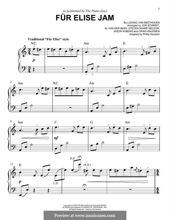 For Elise, for Piano, WoO 59: For a single performer (The Piano Guys) by Ludwig van Beethoven