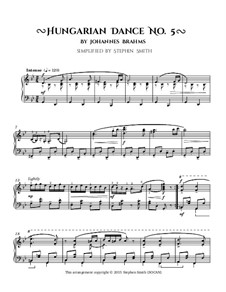 Dance No.5 in F Sharp Minor: For piano (simplified) by Johannes Brahms