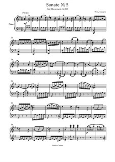 Sonata for Piano No.5 in G Major, K.283: Movement III by Wolfgang Amadeus Mozart