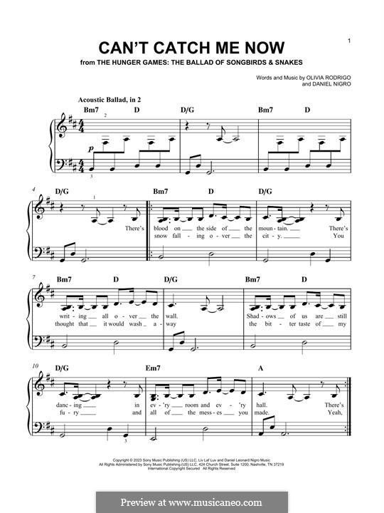 Can't Catch Me Now (from The Hunger Games: The Ballad of Songbirds & Snakes): For piano by Daniel Nigro