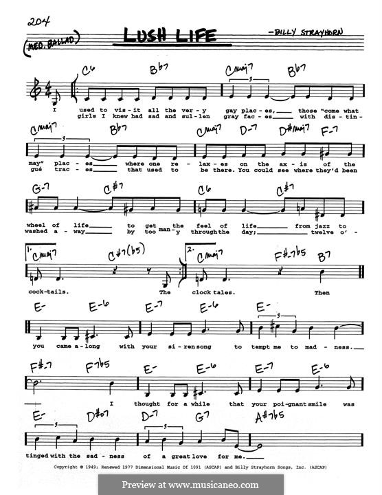 Lush Life: Low Voice by Billy Strayhorn