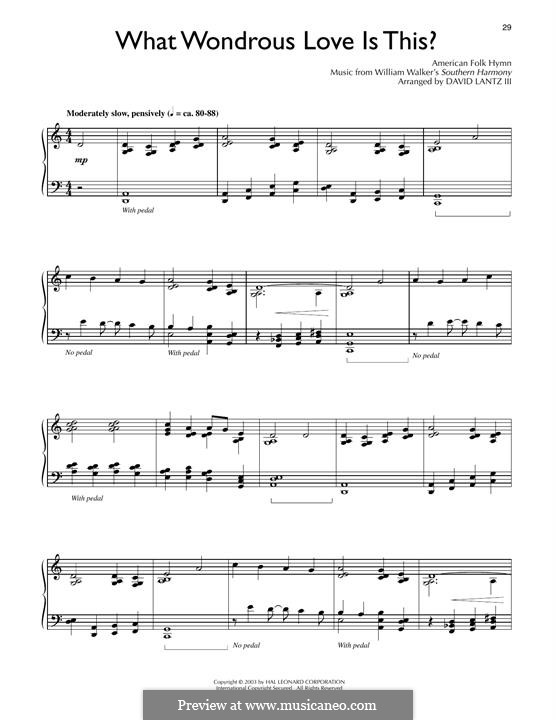 What Wondrous Love Is This: For piano by folklore