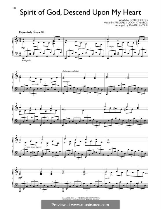 Spirit of God, Descend upon My Heart: For piano by Frederick Cook Atkinson