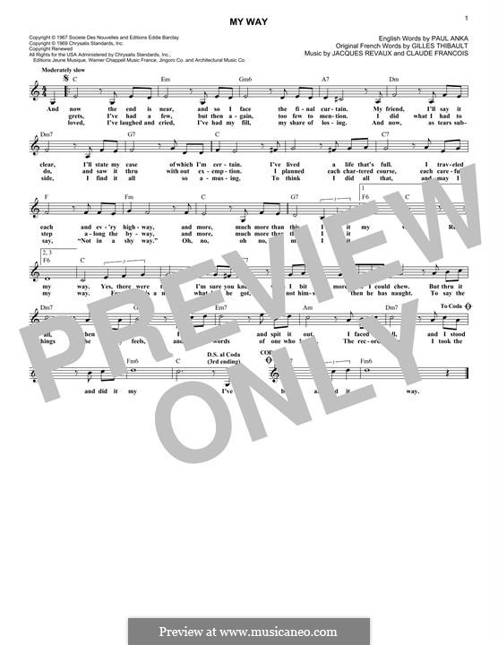My Way: For keyboard by Claude Francois, Jacques Revaux