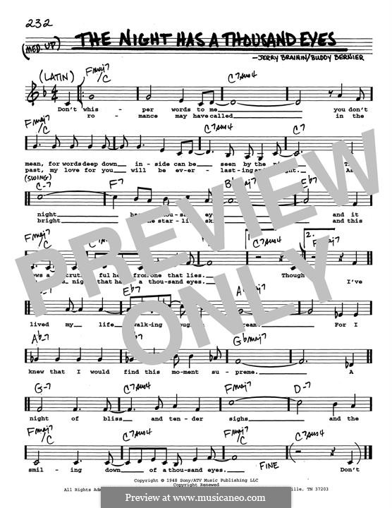 The Night Has a Thousand Eyes (Buddy Bernier): Low Voice by Jerry Brainin