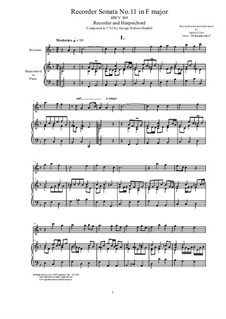 Sonata for Flute and Harpsichord in F Major, HWV 369 Op.1 No.11: Score, solo part by Georg Friedrich Händel