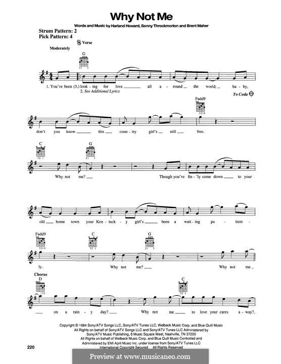 Why Not Me (The Judds): For guitar by Brent Maher, Harlan Howard, Sonny Throckmorton