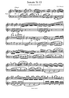 Sonata for Piano No.13 in B Flat Major, K.333: Movement I by Wolfgang Amadeus Mozart