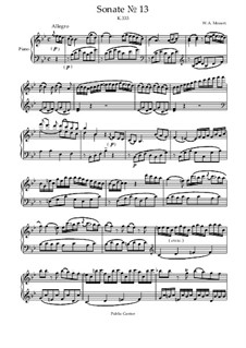 Sonata for Piano No.13 in B Flat Major, K.333: For a single performer by Wolfgang Amadeus Mozart