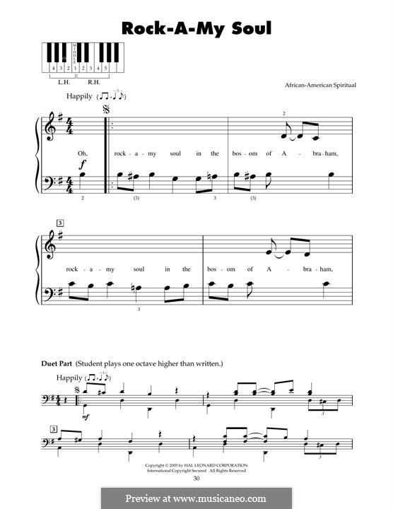 Rock-A-My-Soul: For piano by folklore