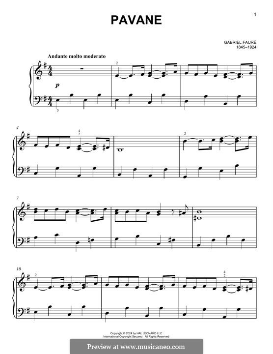 Pavane, Op.50: For piano by Gabriel Fauré