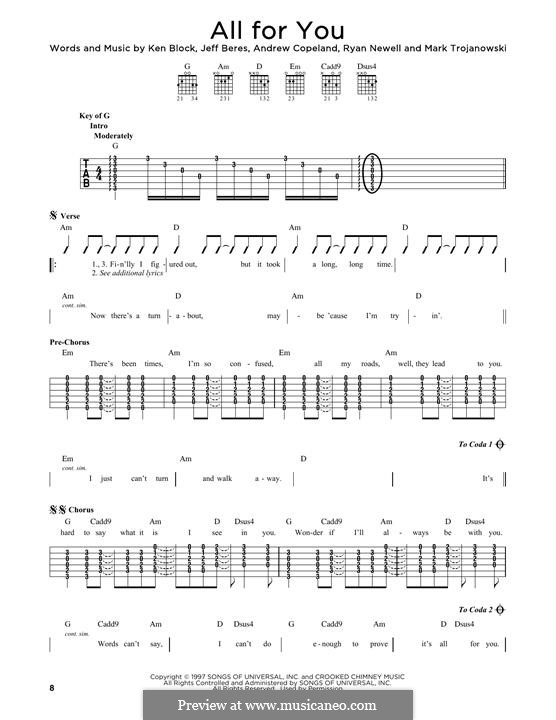 All for You (Sister Hazel) by A. Copeland, J. Beres, K. Block, M