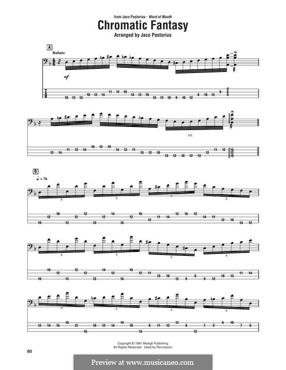 Chromatic Fantasy: For bass guitar by Jaco Pastorius