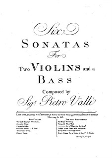 Six Trio Sonatas: Violin II part by Pietro Valli