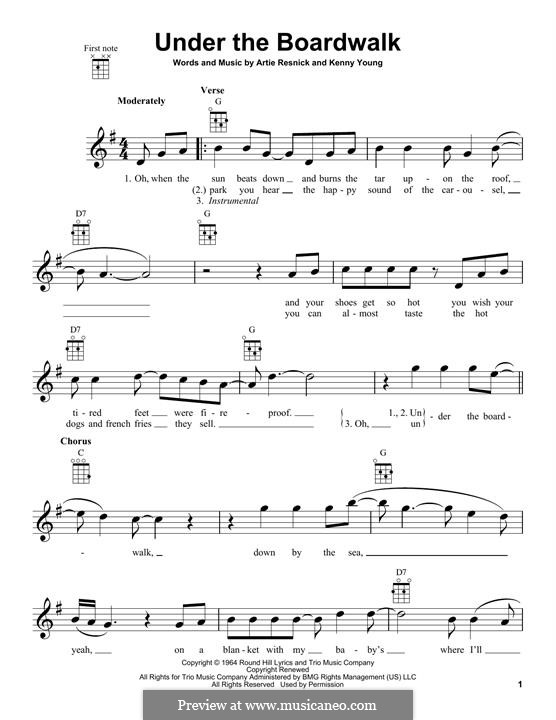 Under the Boardwalk (The Drifters): For ukulele by Art Resnick, Kenny Young