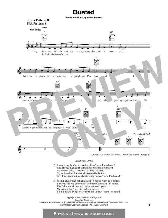 Busted: For guitar by Harlan Howard