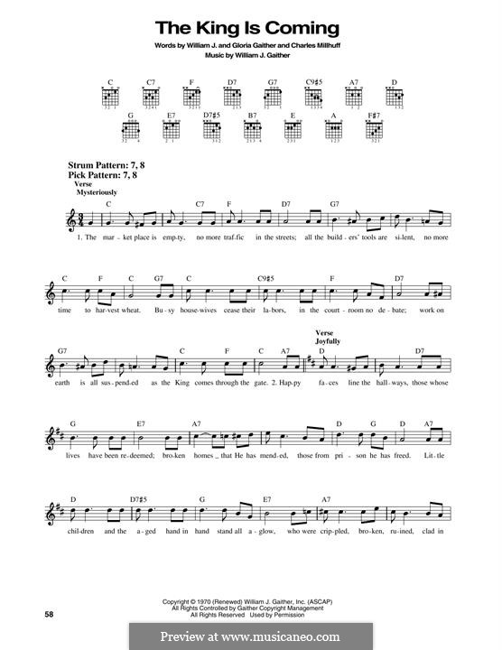 The King is Coming: For guitar by Gloria Gaither, William J. Gaither