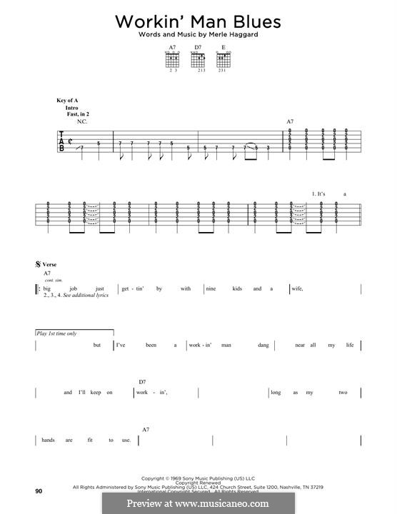 Workin' Man Blues: For guitar by Merle Haggard