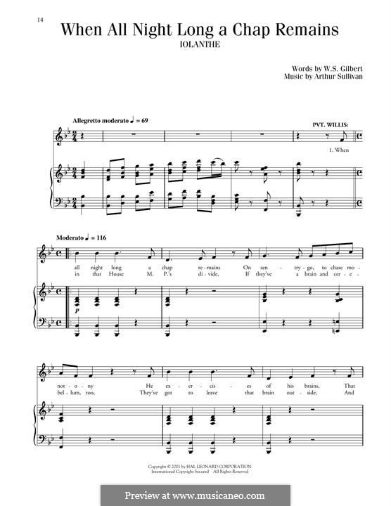Iolanthe: When All Night Long A Chap Remains by Arthur Seymour Sullivan