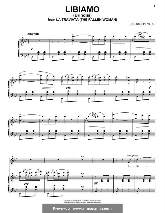 Libiamo ne'lieti calici (Brindisi): For voice and piano by Giuseppe Verdi