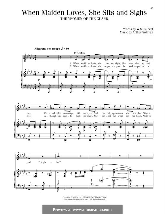 The Yeomen of the Guard: When Maiden Loves She Sits And Sighs by Arthur Seymour Sullivan