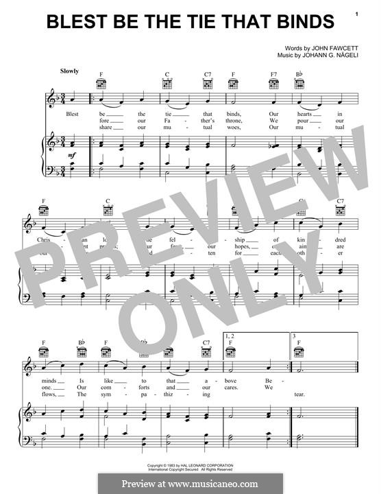 Blest Be the Tie that Binds: For voice and piano (or guitar) by Hans Georg Nägeli