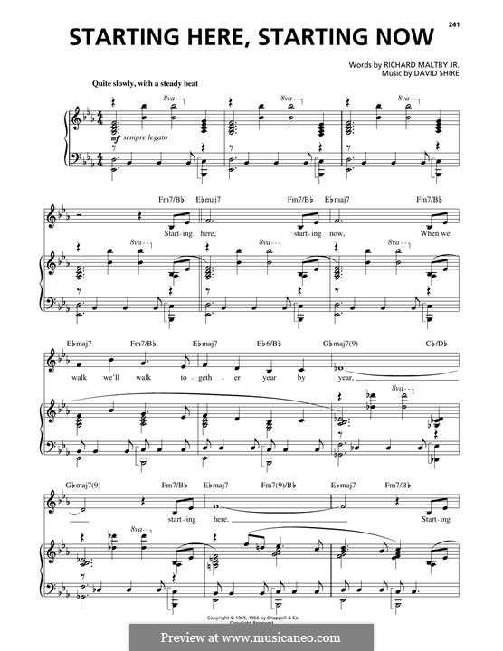 Starting Here, Starting Now (Barbra Streisand): For voice and piano (or guitar) by David Shire