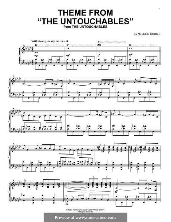 Theme from 'The Untouchables': For piano by Nelson Riddle