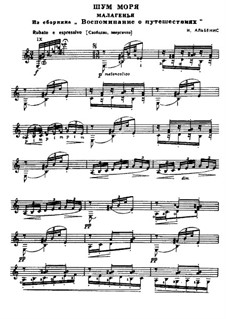 Recuerdos de viaje: No.6 Rumores de la Caleta, for guitar by Isaac Albéniz