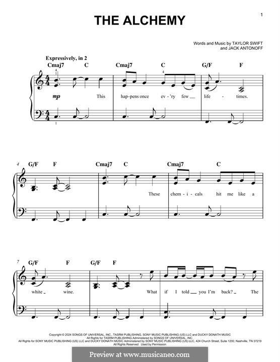 The Alchemy (Taylor Swift): For piano by Jack Antonoff