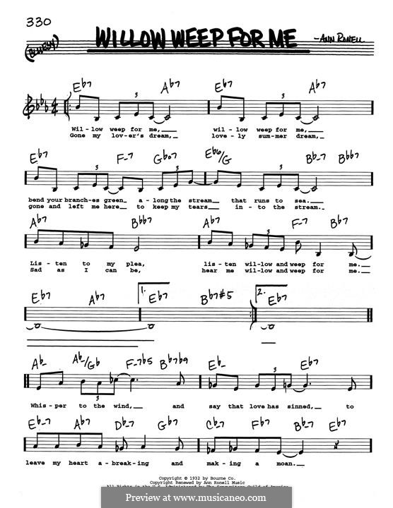 Willow Weep for Me (Chad & Jeremy): Low Voice by Ann Ronell
