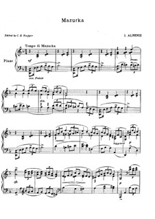 Mazurka: For piano by Isaac Albéniz