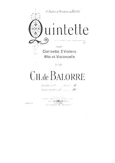 Quintet for Clarinet and Strings: Clarinet part by Charles de Balorre