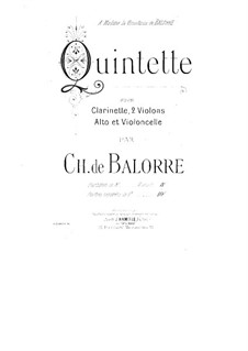 Quintet for Clarinet and Strings: Viola part by Charles de Balorre