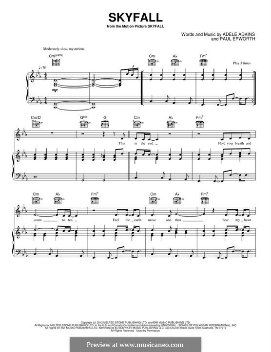 Vocal version: For voice and piano (or guitar) by Adele, Paul Epworth