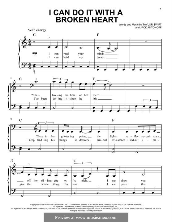 I Can Do It with a Broken Heart (Taylor Swift): For piano by Jack Antonoff