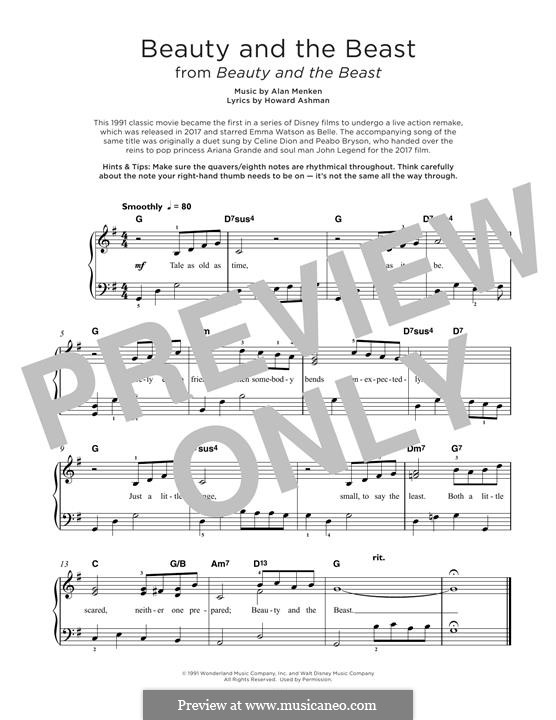 Piano version: For a single performer by Alan Menken