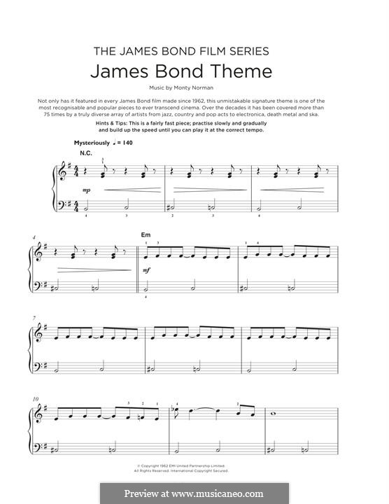 James Bond Theme: For piano by Monty Norman