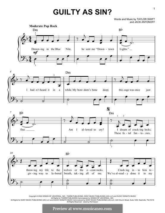 Guilty as Sin? (Taylor Swift): For piano by Jack Antonoff