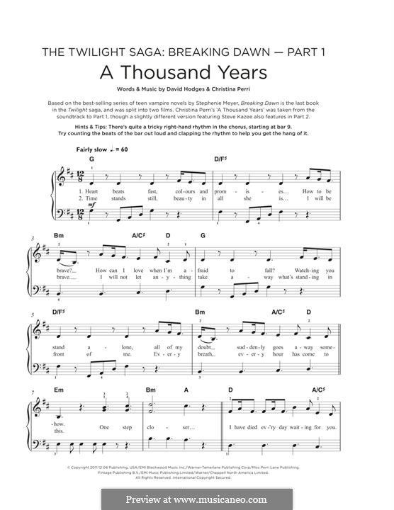 A Thousand Years: For piano by Christina Perri, David Hodges
