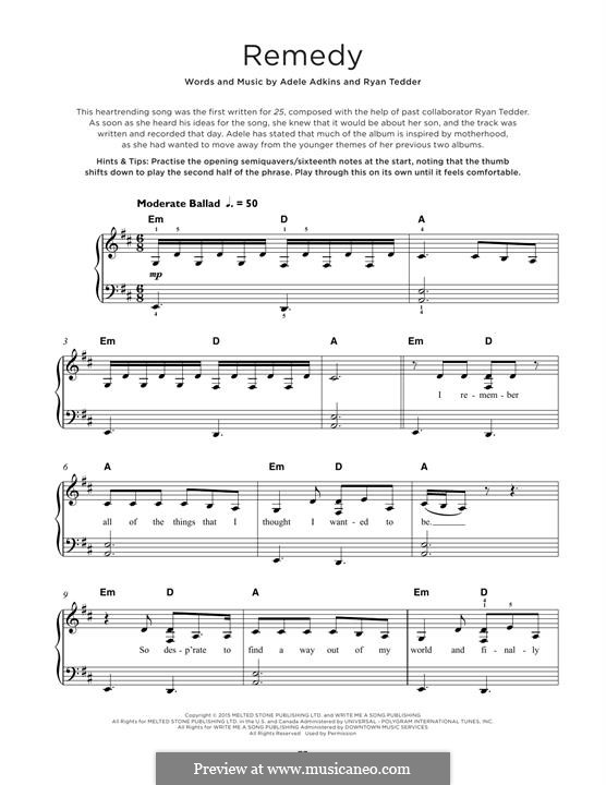 Remedy: For piano by Adele, Ryan B Tedder