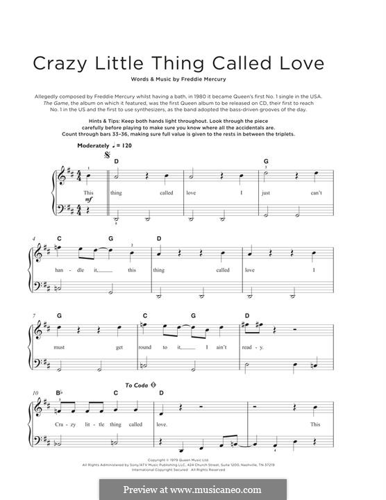 Piano version: For a single performer by Freddie Mercury