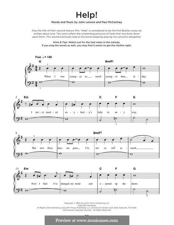 Help! (The Beatles): For piano by John Lennon, Paul McCartney