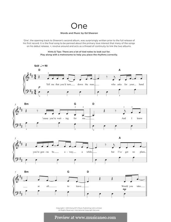 One: For piano by Ed Sheeran