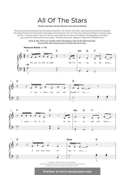 All of the Stars: For piano by Ed Sheeran, John McDaid